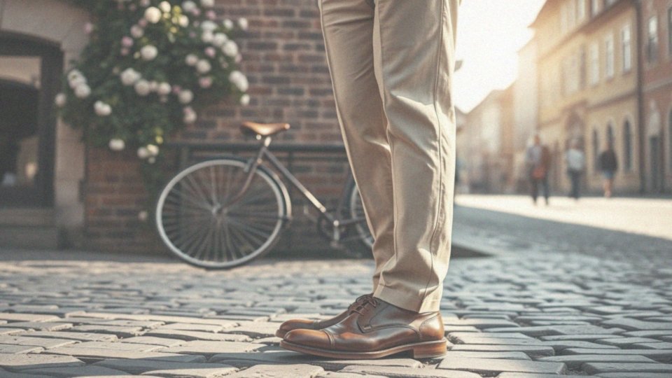Czy beżowe spodnie dobrze współgrają z brązowym obuwiem?